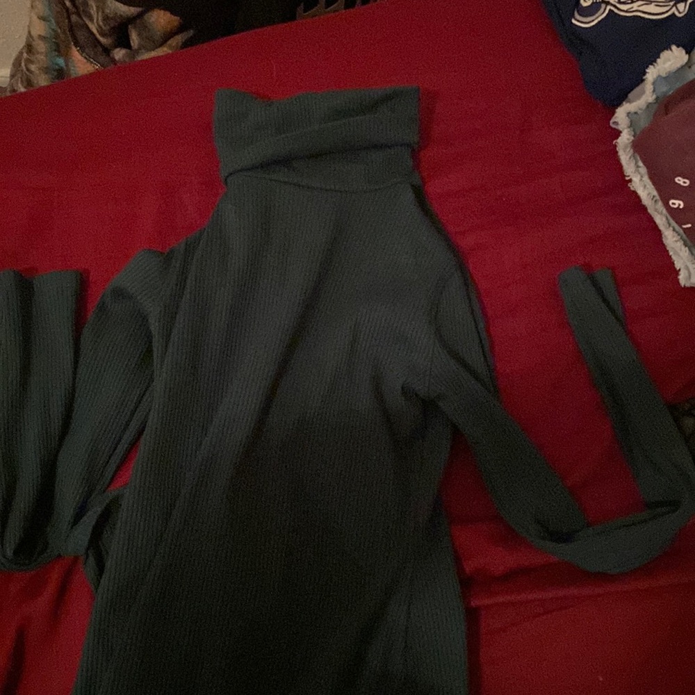 Green turtle neck dress